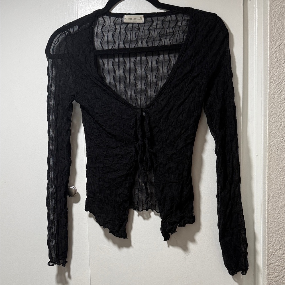 Frankee&Skylarr Black Sheer Women's front tie Blouse